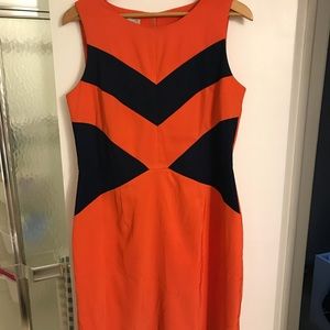 Orange and Navy Sheath Dress